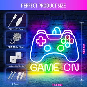 Enseigne néon LED dimmable alimentée par USB, 35,8 cm x 32,7 cm, en forme de manette de jeu, pour décoration murale de chambre de gamer, cadeau coloré pour joueurs et garçons - Product Image 3