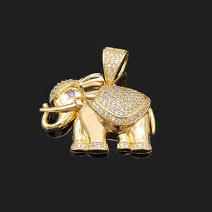 Colgantes De Oro Laminado 14K Kustom Hip Hop Perhiasan Religius Emas Disepuh Gajah Liontin untuk Membuat Perhiasan - Product Image 2