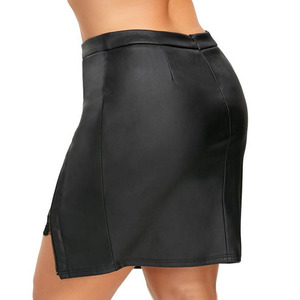 Wholesale Plus Size Black Lace Sexy <strong>Short</strong> Wrap Skirt Mini <strong>Leather</strong> Skirts With Zipper - Product Image 3