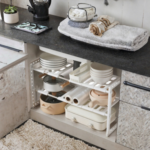Étagère de rangement sous évier extensible à 2 niveaux, amovible, pliable, organisateur de cuisine, étagère extensible pour gagner de la place - Product Image 3