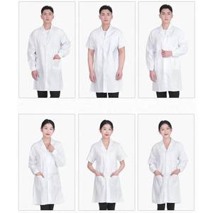 Bata de Laboratorio de Algodón Blanca de Manga Larga, Corte Ajustado, Uniforme para Salón de Belleza, para Hombres y Mujeres, para Estudiantes Universitarios, Enfermeras, Fábrica de Alimentos - Product Image 4