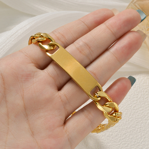 Bracelet unisexe tendance en acier inoxydable fin plaqué or 18 carats, maillons cubains, haute brillance, épais et attrayant, vente en gros - Product Image 2