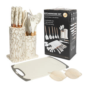 25 pièces de <span class=keywords><strong>gadgets</strong></span> de cuisine asiatique en granit roman ensemble de planche à découper et d'ustensiles de cuisine populaires avec support en plastique - Product Image 6