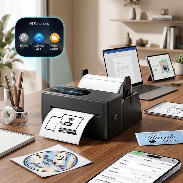 Phomemo PM64Air Shipping Label Printer 4x6 Thermal, Wireless Thermal Printer with AirPrint & WiFi