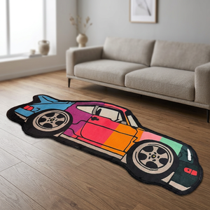 Mellon Novelty Car Shape Area Rug Modern Colorful Abstract <b>Machine</b> Made Non Slip Washable Thick Carpet - Product Image 3