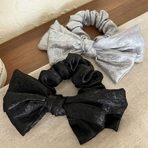 ที่คาดผมโบว์สีเงินสไตล์เกาหลี เครื่องประดับผมแบบยืดหยุ่นหรูหรา - Product Image 3