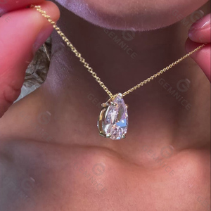 925 Plata oro lujo mujer joyería gran diamante pera colgante joyería fina gota diamante collar Mujer