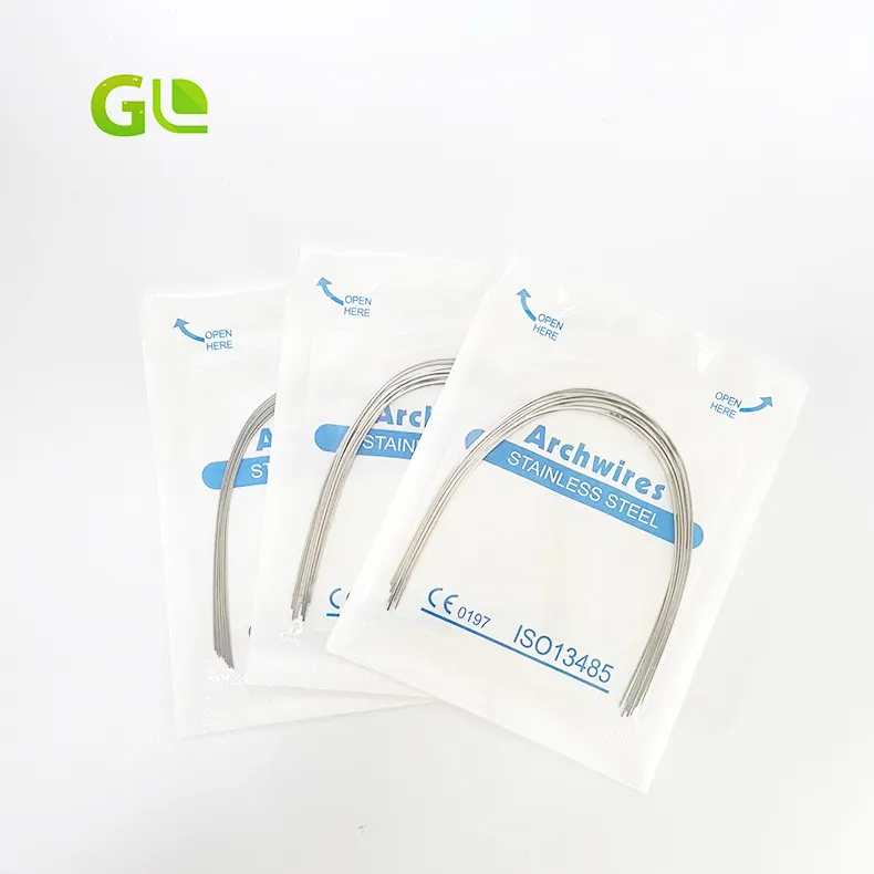 GL أسلاك قوس صحة الأسنان تقويم الأسنان مادة المنتج أسلاك مستديرة من الفولاذ المقاوم للصدأ