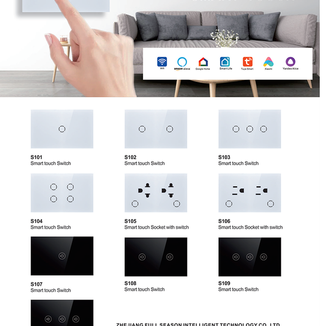 UK Standard Smart Life IP66 5 Button Switch WI-fi Touch Plate SAA Approved 240V Smart Light Switch Smart Lighting Series