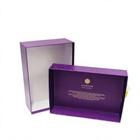 Boîtes d'emballage cadeau personnalisées de luxe en or violet avec gaufrage à chaud, en matériaux recyclés écologiques, avec logo personnalisé