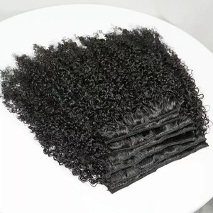 Extensions de cheveux à clips bouclés crépus de 22 pouces, 26 couleurs, vente chaude, 100% cheveux vierges russes, 7 clips, styles ondulés droits - Product Image 1