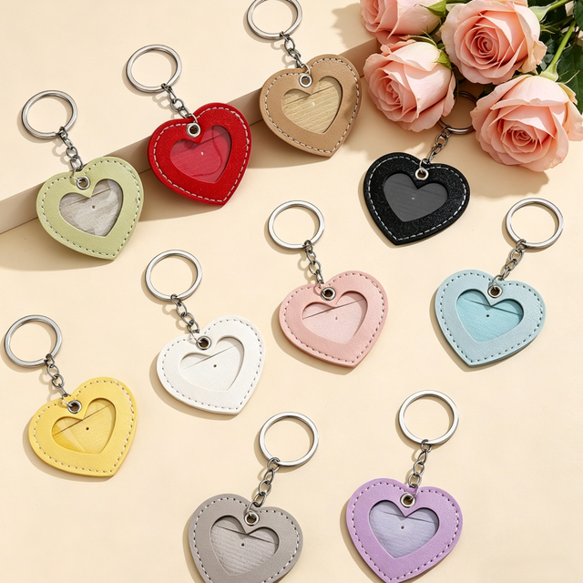 Best-selling YY PU Leather Cute Heart-shaped Key Ring Multipurpose Practical Anti-loss Luggage Tag & Access Control Card Holder