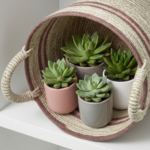 Cesta de almacenamiento de cuerda de algodón a rayas, organizador tejido a mano para habitación de bebé con asas para juguetes, pañales, ropa sucia - Product Image 6