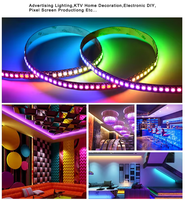 Bande lumineuse LED RGB adressable à pixels pleine couleur DC12V WS2815 5050 RGBIC, éclairage à pixels individuels 2815ic 144D