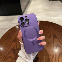 Casing Magnetik Matte untuk iPhone 16 15 14 Pro Max, Penutup Lembut Anti-Sidik Jari dengan Pelindung Lensa Kamera, TPU Tipis Tahan Banting