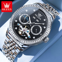 Montre mécanique pour homme OLEVS 7016, bracelet en acier inoxydable, étanche, affichage de l'année et du mois, montre automatique pour affaires, Relojes