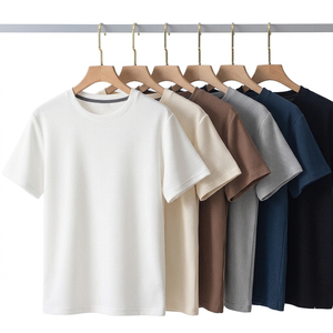 BD China Factory OEM Customized Logo Embroidery Waffle Knit Crew Neck Short-Sleeve <b>Men</b> Top Sport Good Polyester Summer T-Shirt - Product Image 1