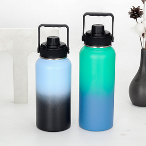 Insulated Water Bottle 1000ml Stainless Steel Outdoor Sports Cycling Use Black Dark Blue - Product Image 4
