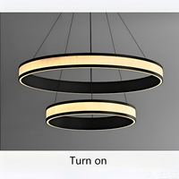 Lampu Gantung LED Modern Bentuk Cincin Akrilik Aluminium, Dapat Diredupkan, untuk Ruang Tamu, Ruang Makan, Proyek Hotel
