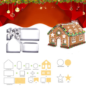 10-Piece Stainless Steel 3D Cookie Mold Set for Christmas, Gingerbread <b>House</b> Cookie Mold, Baking <b>Tools</b> - Product Image 1