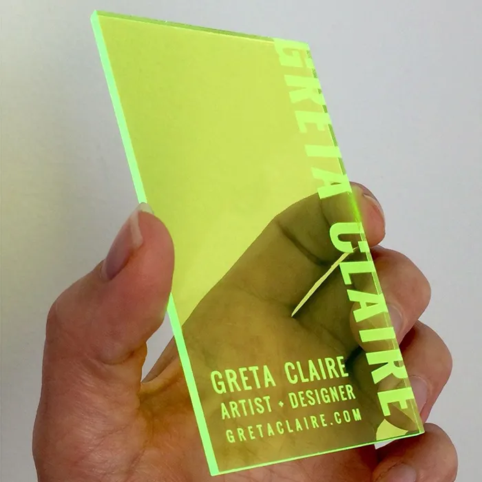 Green Fluorescent Perspex Acrylic 3mm Thick Business Card