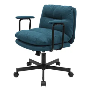 Chaise de bureau ergonomique moderne pour la maison chaises de bureau en tissu rembourrées à large siège pivotant et élévateur