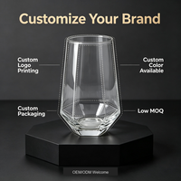 Verre à facettes géométriques pour la maison, bord poli lisse, tasse en verre transparent pour boissons, usage quotidien