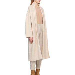 <span class=keywords><strong>Cardigan</strong></span> <span class=keywords><strong>Lungo</strong></span> da Donna in Lana e Cashmere <span class=keywords><strong>Beige</strong></span> con Spalle Scoperte, Apertura Frontale, Tasche a Filetto e Orlo Arrotolato - Product Image 2