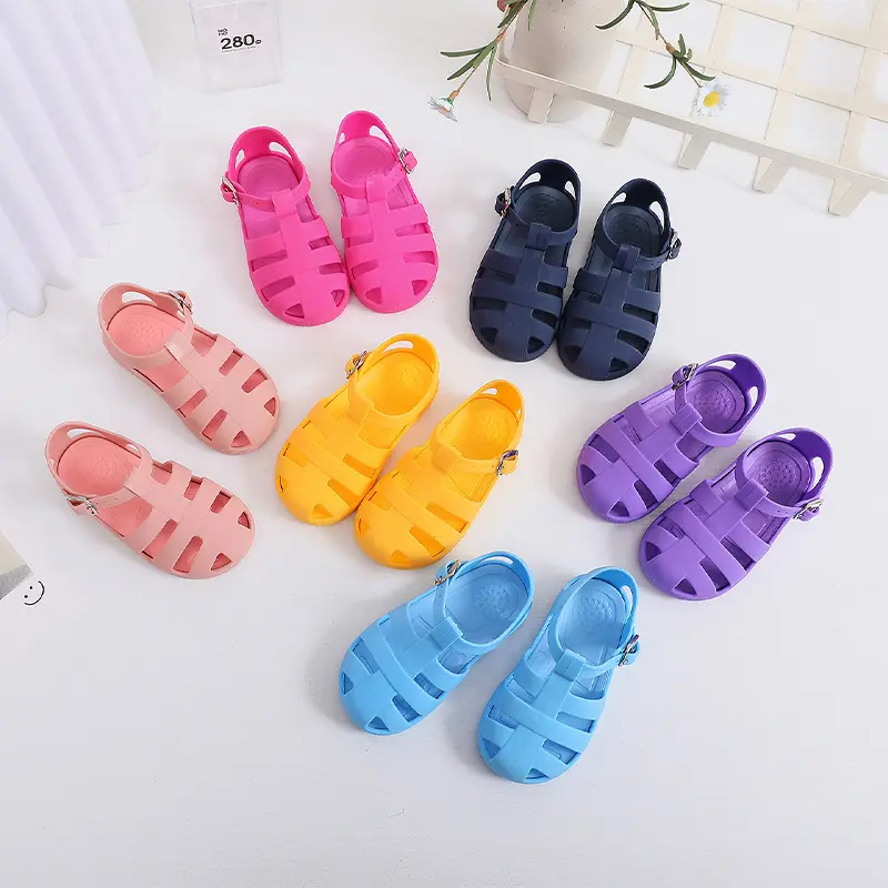 Pvc Sandalen Kinderschoenen Meisjes Jelly Schoenen Nieuwste Kleurrijke Klassieke Zachte Zool Casual Peuter Zacht Strand Eva Custom Materiaal Cn; Gua