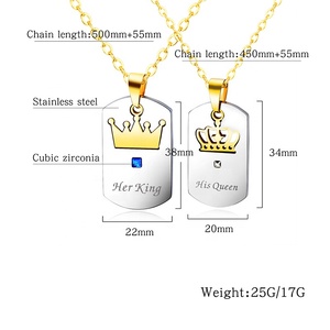 Hip-hop Bijoux En Acier Inoxydable pour Elle Et Lui Chaîne Couronne Pendentif Collier Couple Pendentifs Couples Colliers - Product Image 6