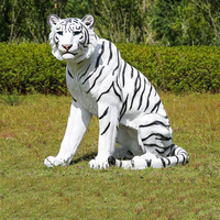 Sculpture de léopard, guépard ou tigre en résine et fibre de verre, grand format, sur mesure, pour jardin extérieur.