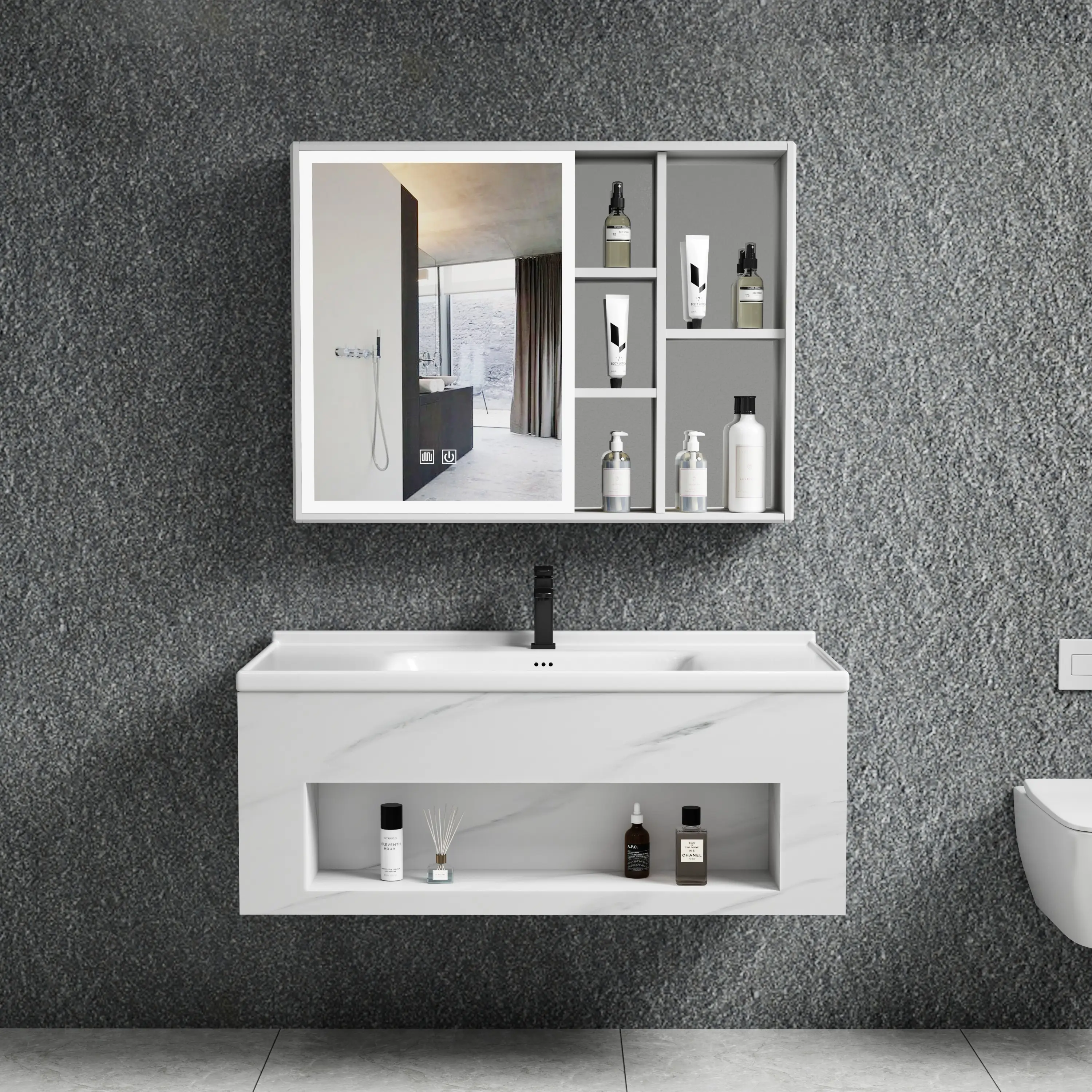 Vanité murale à miroir pour salle de bain lavabo moderne