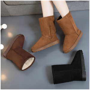 Stivali invernali Unisex foderati di pelliccia a metà polpaccio scarpe calde e Casual con pelliccia per uomo e donna - Product Image 1