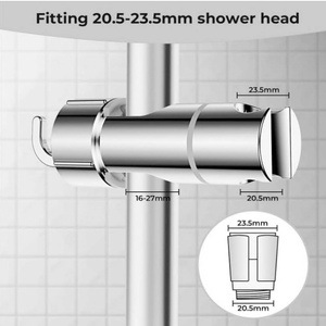 Shower Head Holder with 2 <b>Hooks</b> for 20.5-23.5mm Shower Heads Adjustable Shower Head Bracket for 16-27mm Slide Rod - Product Image 2