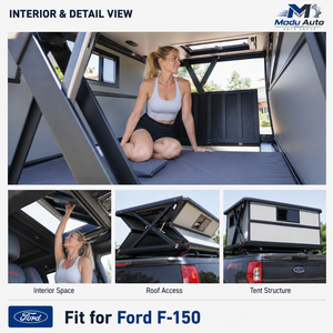Kit de expansión de caja de camioneta F150 con tienda de techo eléctrica de carcasa rígida y tienda de campaña plegable para aventuras overland - Product Image 5