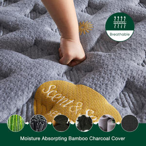 Personalizado de la mejor calidad de lujo completo Queen Super King tamaño ortopédico bolsillo primavera látex bambú carbón de espuma de memoria colchón híbrido - Product Image 3