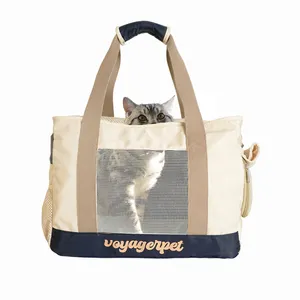 Custom Nylon Durable Grip And Bite Portable Travel Breathable Mesh Pet Sling Hand Bag Tote Bag Carrying Small Dog Cat