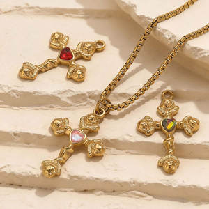 Colgantes y dijes de moda de acero inoxidable 316L chapados en oro PVD de 14K y 18K personalizados para hacer pulseras y dijes de cruz para la creación de joyas. - Product Image 4