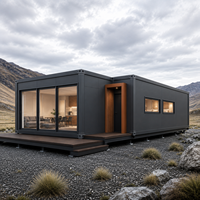Villa modulaire préfabriquée en acier léger de style industriel moderne avec verrière panoramique pour projets hôteliers et résidentiels