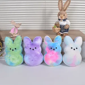 Hot Selling Hoge Kwaliteit Easter Speelgoed Zacht Pluche Kleurrijke Bunny Peeps Schattige Gift Tie Dye Easter Bunny Voor Kinderen