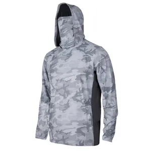 Customized Camo Hoodie Outdoor Series Design Fishing Set Sunscreen Quick Drying Long Sleeve Face Protection Fishing Hoodie