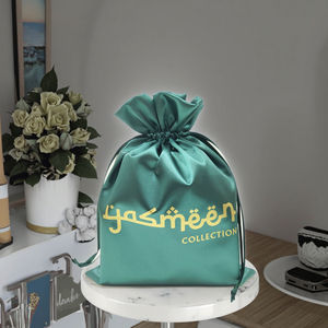 高級カスタムプリントシルクスクリーンサテンドローストリングバッグ環境にやさしい高グレードソフトギフト包装ジュエリーまたはウィッグポーチ - Product Image 5