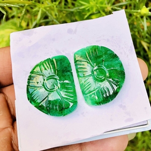 Piedra preciosa de cristal verde esmeralda natural hecha a mano tallada en forma ovalada, par de joyas especiales, producto a granel con altura de 6mm - Product Image 6