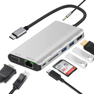 Adattatore USB C aggiornato HUB 8 in 1 adattatore Ethernet USB C Docking Station per Laptop multiporta HDMI per MacBook DELL HP