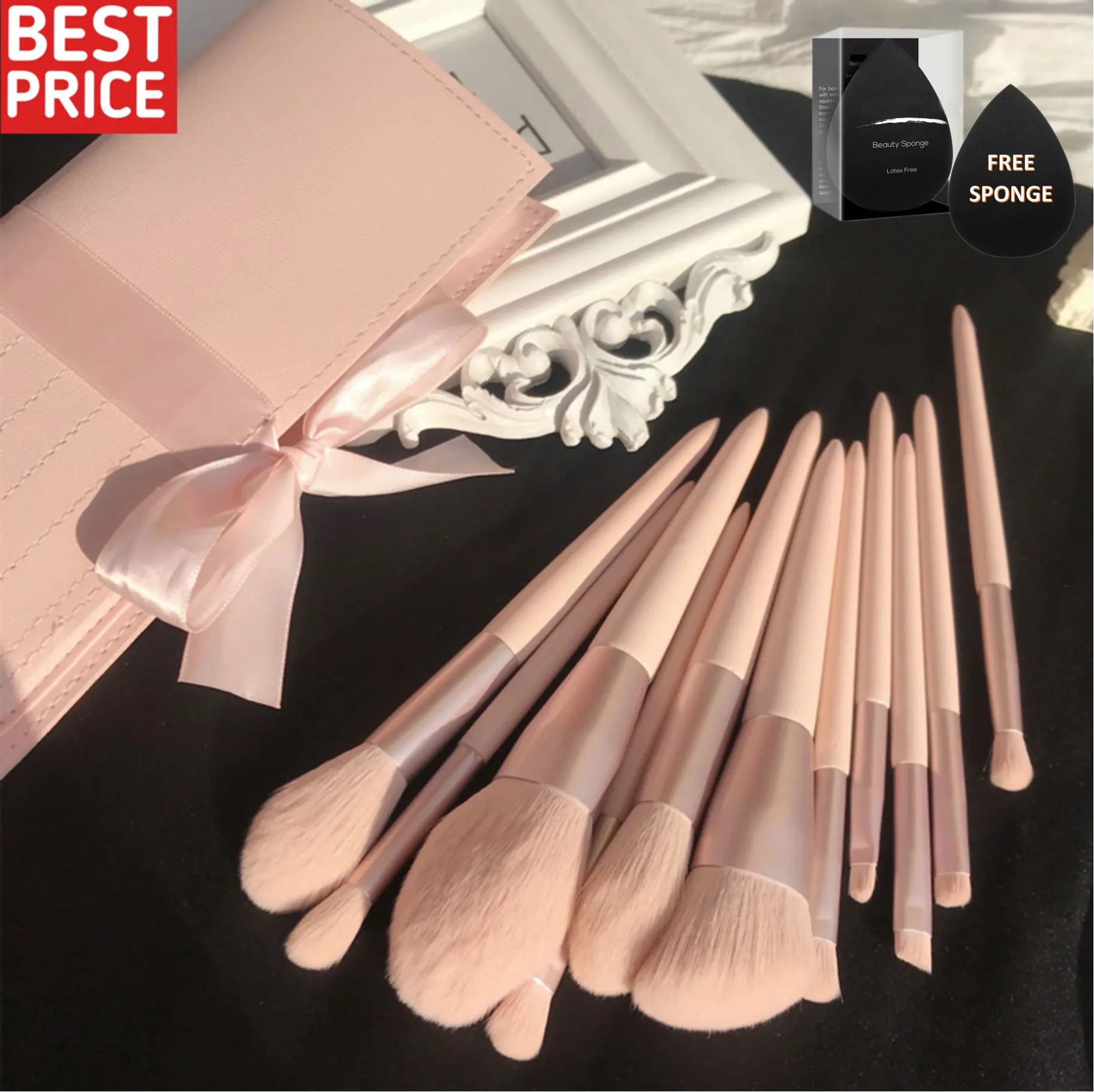 Makeup Brush Set 11pcs Premium Cosmetic Brush for Foundation Blush Concealer Eyeshadow eyebrow highlight Pink Make up brush