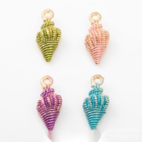 Pendentif spirale coquillage peint en alliage doré à boucle unique pour cadeaux de mariage à la plage