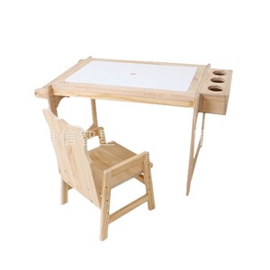 Ensemble table et chaises en bois massif pour enfants avec plateau de construction pour l'apprentissage précoce et les jeux - Product Image 5