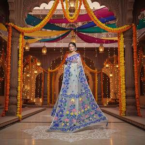 Blusa de Sari de Algodón Tejido ENT de Akshay Sharma, Ecológica, de Secado Rápido, Ligera, Teñida Lisa, para Novias, Bodas, Niñas y Mujeres - Product Image 1