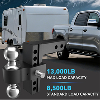 Attelage de remorquage réglable pour récepteur de 2 po, capacité de charge maximale de 21 500 lb, avec élévation de 6 po, double boules, attelage de remorquage robuste