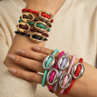 Bracelet à breloque en forme de nez de cochon lisse, plaqué or 18 carats, personnalisé, avec cordon coloré, bijoux pour femmes, vente en gros